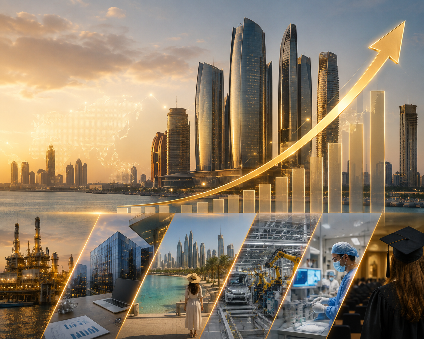 Abu Dhabi skyline representing economic growth